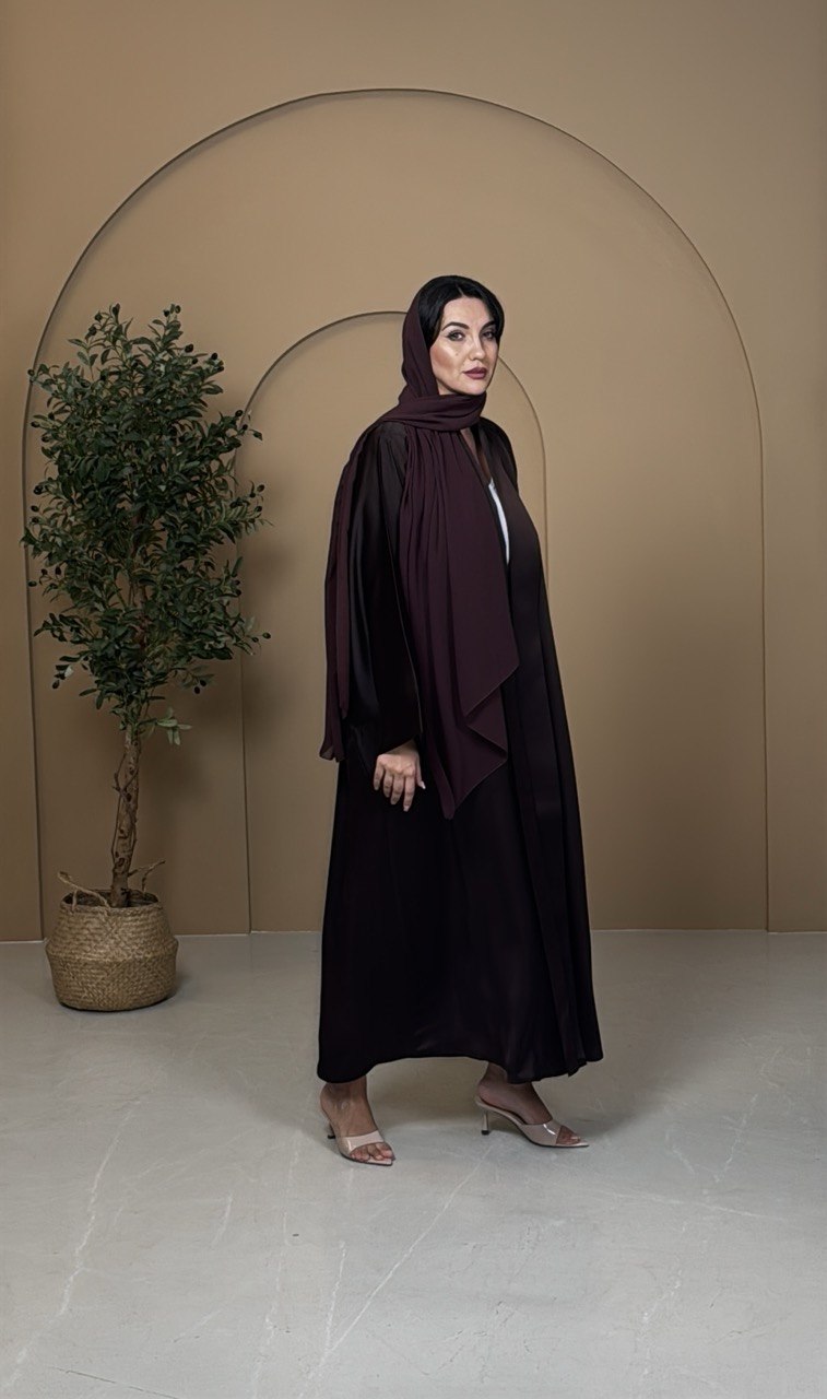 Dark Aubergine Silk Abaya