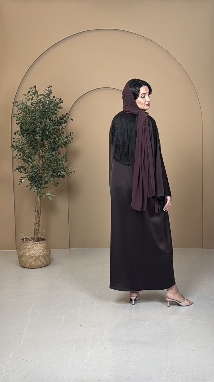 Dark Aubergine Silk Abaya