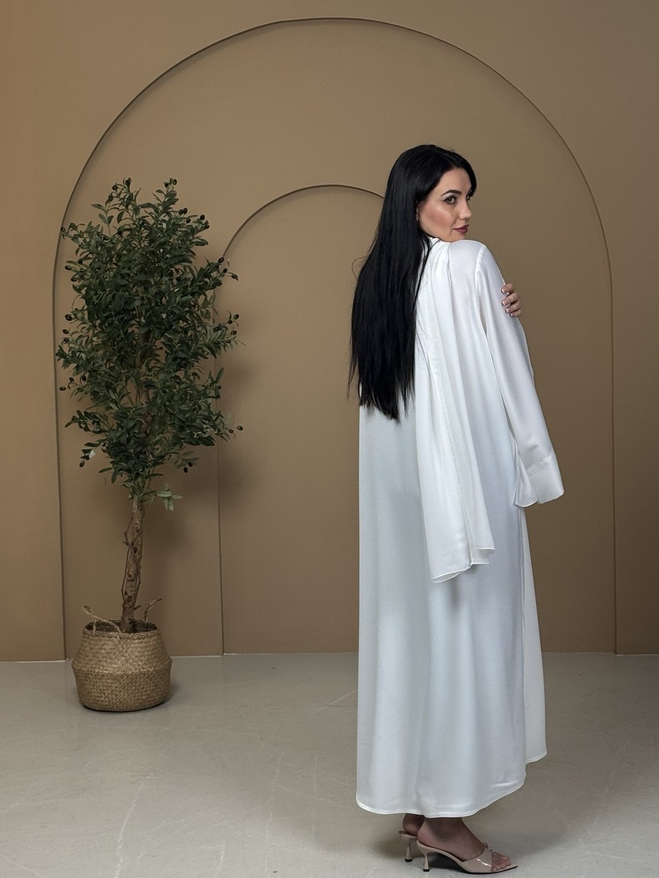 White Silk Abaya