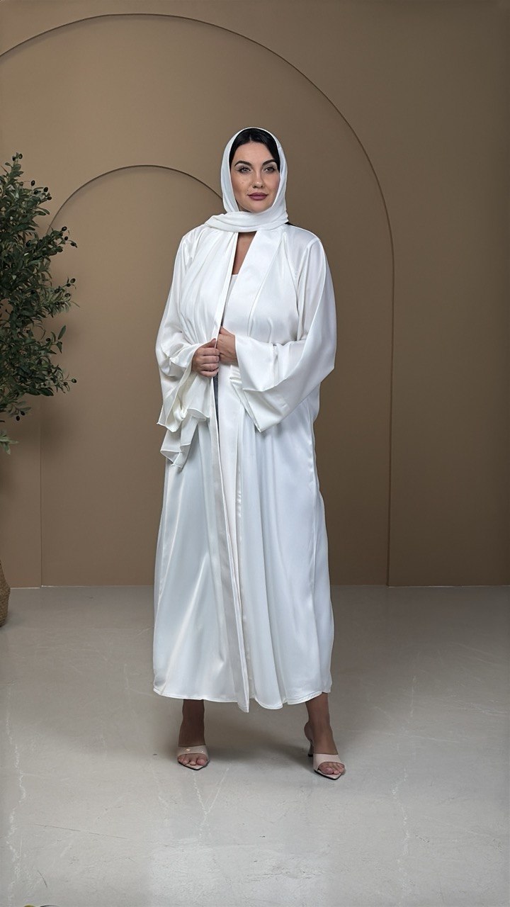 White Silk Abaya